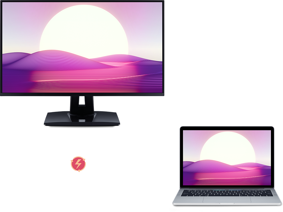 ViewSonic ColorPro VP2768A-2 monitor with USB-C connection to laptop.​