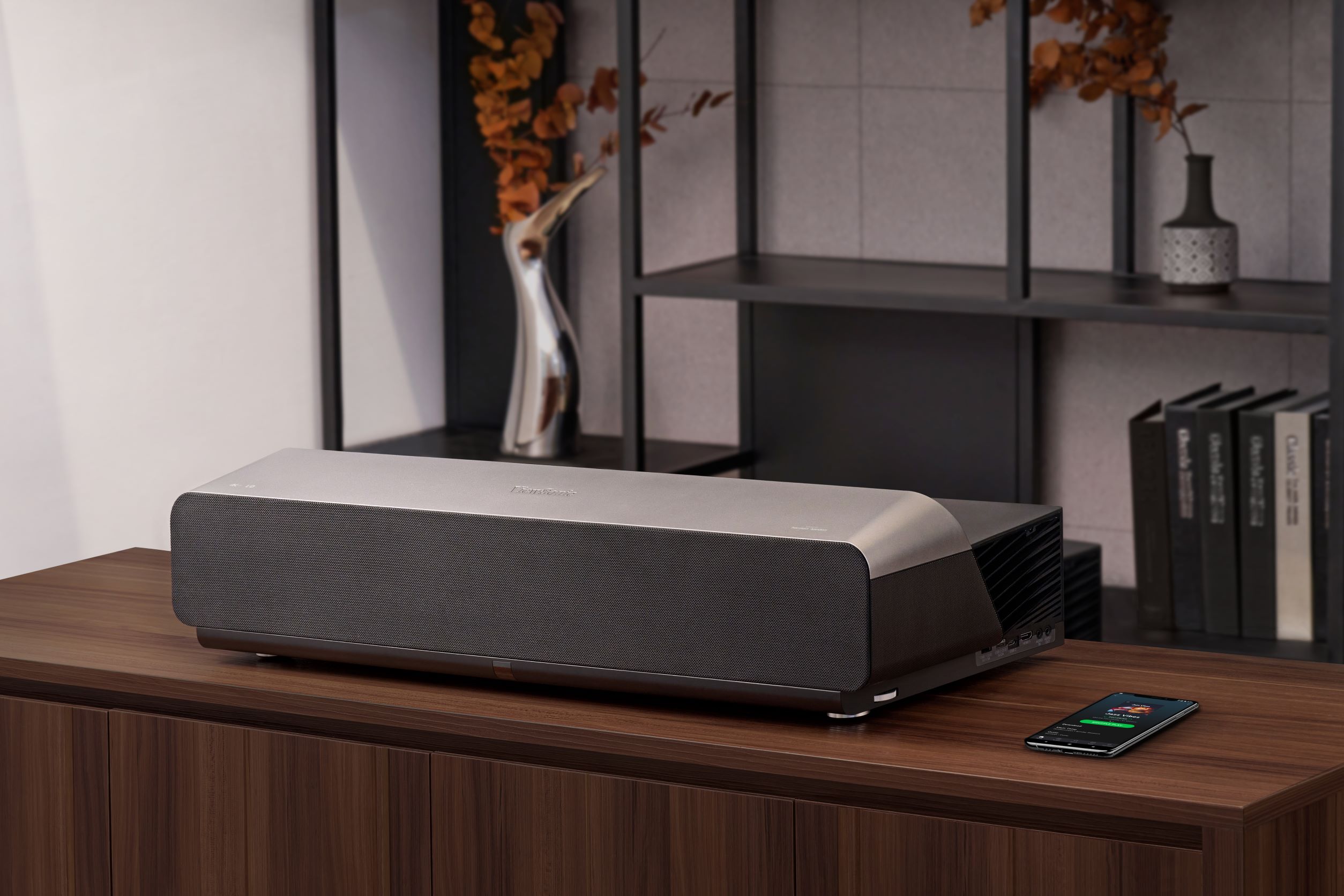 ViewSonic Black Projector Soundbar on top of a table