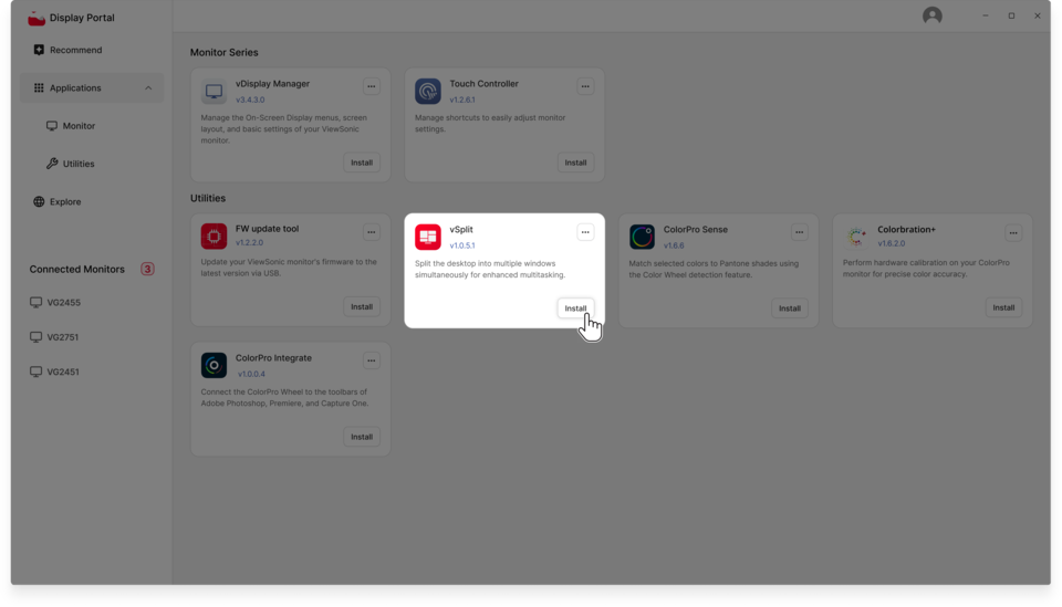 Access vSplit via Display Portal