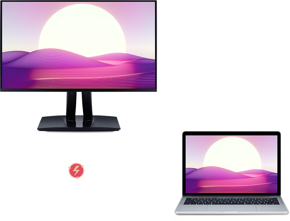 ViewSonic ColorPro VP2468A-2 monitor with USB-C connection to laptop.​